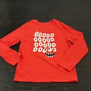 Kids Orange Monster Graphic Long Sleeve Shirt